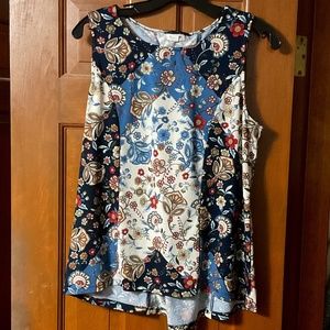 Westport Paisley Print Tank Top with Lace Up Back Size L
